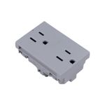 Tomacorriente doble 15 A 120 V 3 módulos gris Matix Go Legrand, vista lateral del módulo sin placa