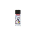 Spray Modelo de 11 onzas negro mate intermedia, envase cilíndrico blanco con tapa negra y etiquetas ilustradas