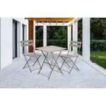 Set de mueble para terraza Bistro gris 3 piezas Ambience Koopman, mesa cuadrada y dos sillas plegables en un patio