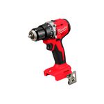 Taladro percutor inalámbrico 1/2 pulgada 18V Milwaukee, vista lateral del equipo en color rojo con clip para cinturón