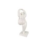 Figura decorativa dama blanca 22 x 18 x 50.5 cm Concepts, detalle de la silueta femenina sobre base cuadrada blanca
