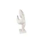 Figura decorativa dama blanca 22 x 18 x 50.5 cm Concepts, vista lateral de la escultura sobre base cuadrada blanca