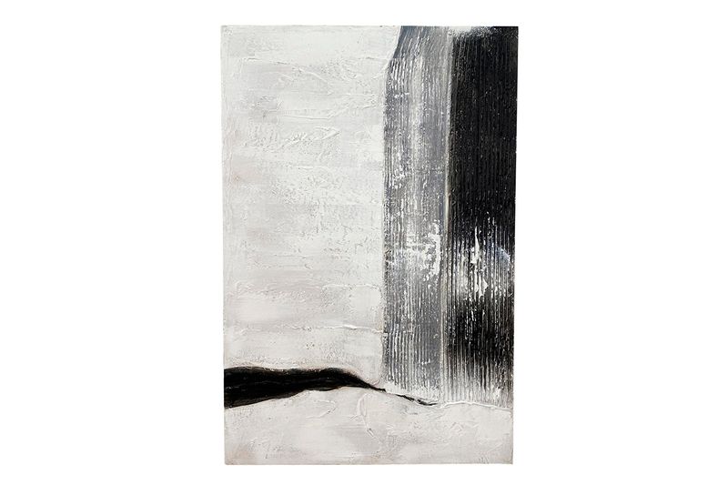 Cuadro decorativo canva 80 x 3 x 120 cm Concepts, diseño abstracto en colores blanco y negro con textura relieve