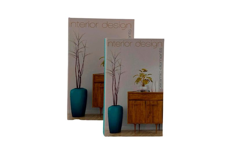 Juego de cajas decorativas de libros 27 x 18 x 7 cm Concepts, dos cajas con diseño de revista de interiorismo