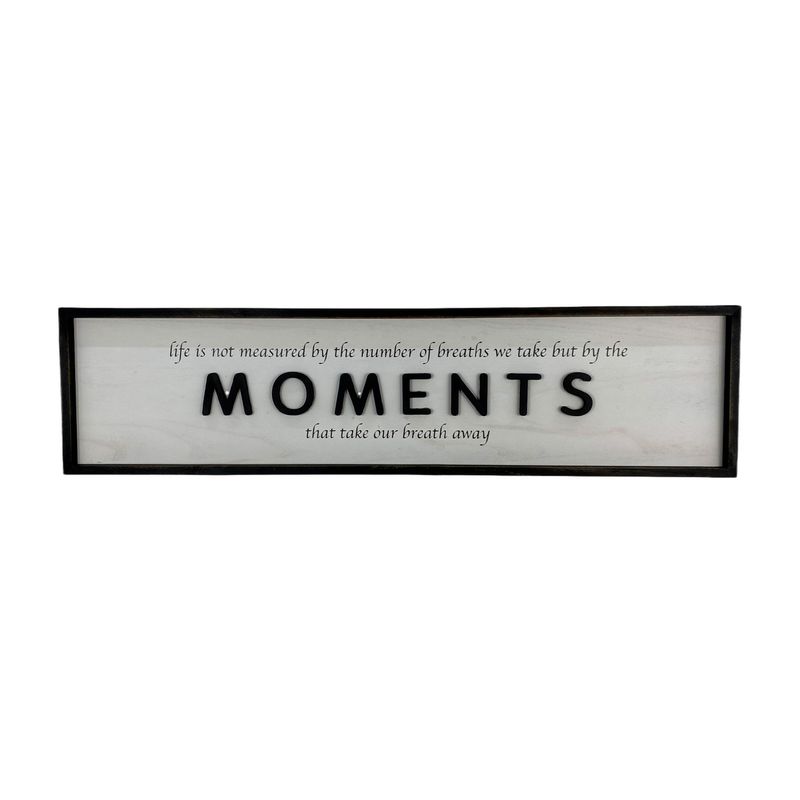 Adorno colgante decorativo 120x3x30 cm Concepts, frente del cuadro con marco negro y frase inspiracional en inglés
