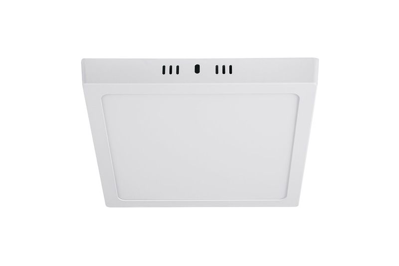 Luminaria de sobreponer LED tipo plafón 18 W 1600 lum 6500 K cuadrado blanco Volteck, vista frontal del difusor opalino