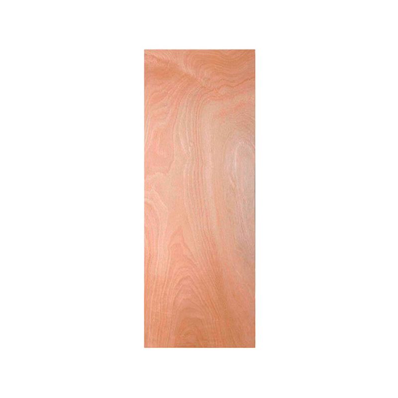 Puerta plywood enchapada lisa 0.90 x 1.03 Puertas Globales, vista frontal de la hoja de madera en tono natural