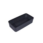Juego de cestas organizadoras 6 piezas plásticas negro SINSA, vista superior diagonal de una cesta rectangular perforada
