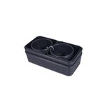Juego de cestas organizadoras 6 piezas plásticas negro Sinsa, vista superior de las cestas apiladas una dentro de otra