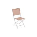 Set de mueble para terraza Houblon 4 pzs Hespéride, detalle de una silla plegable blanca con tela color beige