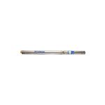 Bomba sumergible para agua limpia 110 V 3/4 HP Hyundai, vista lateral completa del cuerpo cilíndrico metálico
