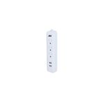 Regleta de tomacorriente 3 salidas con 2 salidas USB 2.1 Ace blanco, vista lateral del equipo