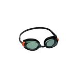 Lentes de natación Aqua Burst Essential 7+ años Bestway, vista frontal con cristales verdes y detalles laterales naranjas