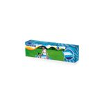 Piscina My First Frame Pool 1.22 x 1.22 m x 30.5 cm Bestway, en su caja con imágenes de niños usando el producto
