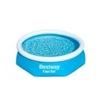 Set de piscina Fast Set 2.44 m x 0.61 m Bestway, vista superior del inflable azul lleno de agua con borde blanco