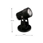 Luminaria LED estaca negro 5 W 85-265 V 3000 K General Lighting, gráfico con medidas de 253 mm de alto y 43 mm de base