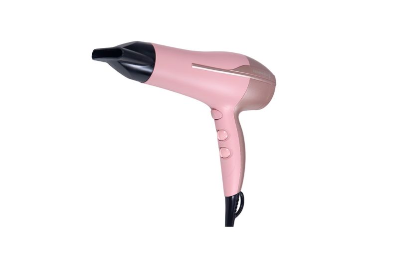 Secadora de cabello Coconut Smooth Remington, vista lateral del equipo en color rosado con boquilla negra