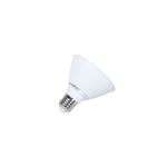 Bombillo PAR30 10 W E27 800 lm 6500 K dimeable Tecnolite, vista lateral del cuerpo blanco y la base metálica roscada