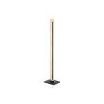 Lámpara de piso LED Camacho negro/madera Eglo, vista frontal del diseño lineal con base cuadrada negra