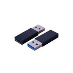 Adaptador de enchufe USB-C a conector USB-A 3.0 Ace, dos piezas negras vistas desde un ángulo superior