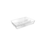 Organizador para cubiertos transparente Sinsa, vista diagonal superior que muestra los compartimentos internos
