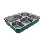 Envase plástico para alimento 1200 ml WindRose, vista superior del contenedor verde con insertos metálicos compartimentados