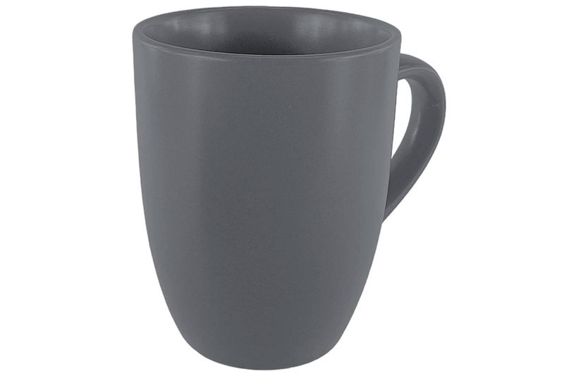 Juego de tazas de 3 piezas y 12 onzas Life Art, primer plano de una taza color gris oscuro con asa