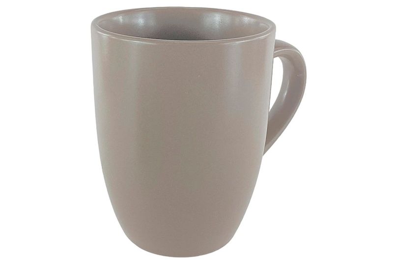 Juego de tazas Life Art de 3 piezas y 12 onzas, vista lateral de una sola taza de color beige