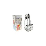 Organizador para condimentos 4 piezas Life Art, conjunto de botellas y frascos de vidrio con soporte junto a su caja