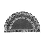 Alfombra decorativa media luna 40 x 70 cm Home Living, vista superior en color gris con patrones geométricos griegos