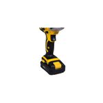 Atornillador de impacto inalámbrico Pretul de 1/4 pulgada y 20V, primer plano del mango ergonómico amarillo y negro