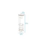 Portarrollo para papel higiénico con estante satín Interdesign, gráfico con medidas de altura y ancho en pulgadas y cm