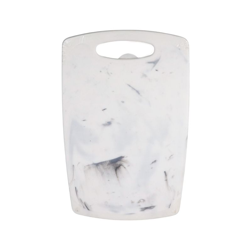 Juego de tablas para cortar 3 piezas Core Home, vista frontal de una tabla blanca con vetas grises y asa superior
