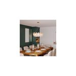Luminaria colgante cristal Naia 8L E14 Blumenau, instalada sobre una mesa de comedor en un ambiente decorado