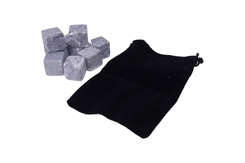 Juego de accesorios para bar 10 piezas 15.3 x 10.8 x 2.9 cm Sinsa, piedras de granito grises y bolsa de tela negra