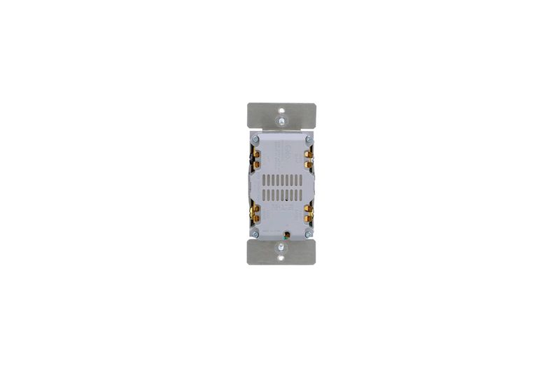 Interruptor Decora residencial Wi-Fi 120 V 15 Amp blanco Eaton, vista posterior detallando los terminales y bornes
