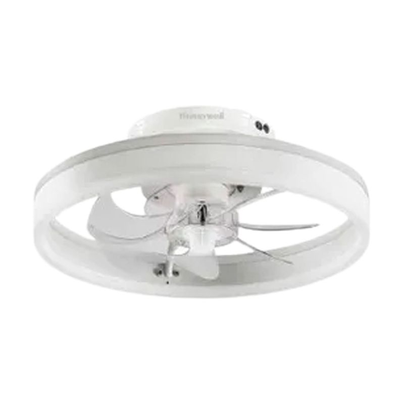 Abanico de techo con lámpara LED 30 W CCT 3000 K, 4500 K, 6000 K 110-240 V Honeywell, color blanco en vista diagonal