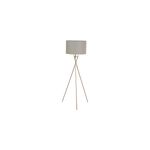 Lámpara de pedestal Londres de tela gris Concepts, vista frontal con pantalla cilíndrica y base de trípode dorada