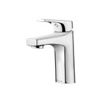 Llave para lavamano monomando baja Ferris Pfister, vista lateral del grifo en acabado cromado brillante