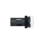 Luz piloto 22 mm XA2 LED blanco 110V Square D, vista lateral del cuerpo gris y el lente blanco