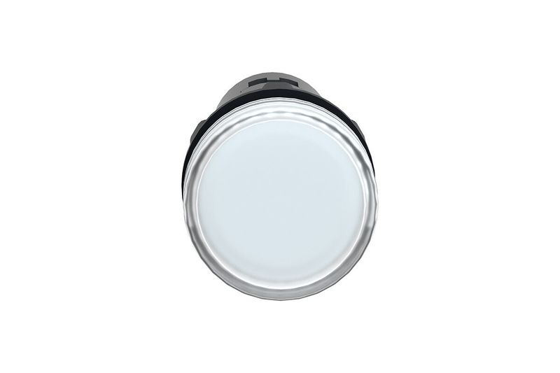 Luz piloto 22 mm XA2 LED blanco 110V Square D, vista frontal del lente circular iluminado