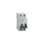Automático Easy9 2P 25 A 220 V Square D, vista frontal del dispositivo eléctrico blanco con palancas de accionamiento
