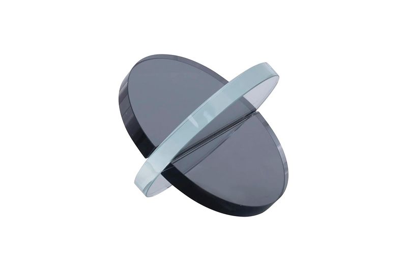 Figura decorativa 15 cm gris Concepts, vista cenital del adorno con discos entrelazados en tonos grises y negros