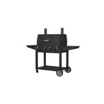 Barbacoa de carbón con ruedas Deluxe C-Line 870 negro Char-Broil, vista frontal completa con repisas laterales y ruedas