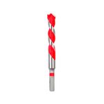 Broca de carburo Milwaukee de 5/8 x 4 pulgadas para concreto, vista frontal completa con espiral roja y cuerpo metálico