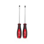 Juego destornilladores Milwaukee de 2 piezas, dos herramientas con mango ergonómico rojo y negro sobre fondo blanco