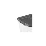 Caja organizadora plástica 76QTY transparente/gris Sterilite, acercamiento a la tapa gris y el borde superior