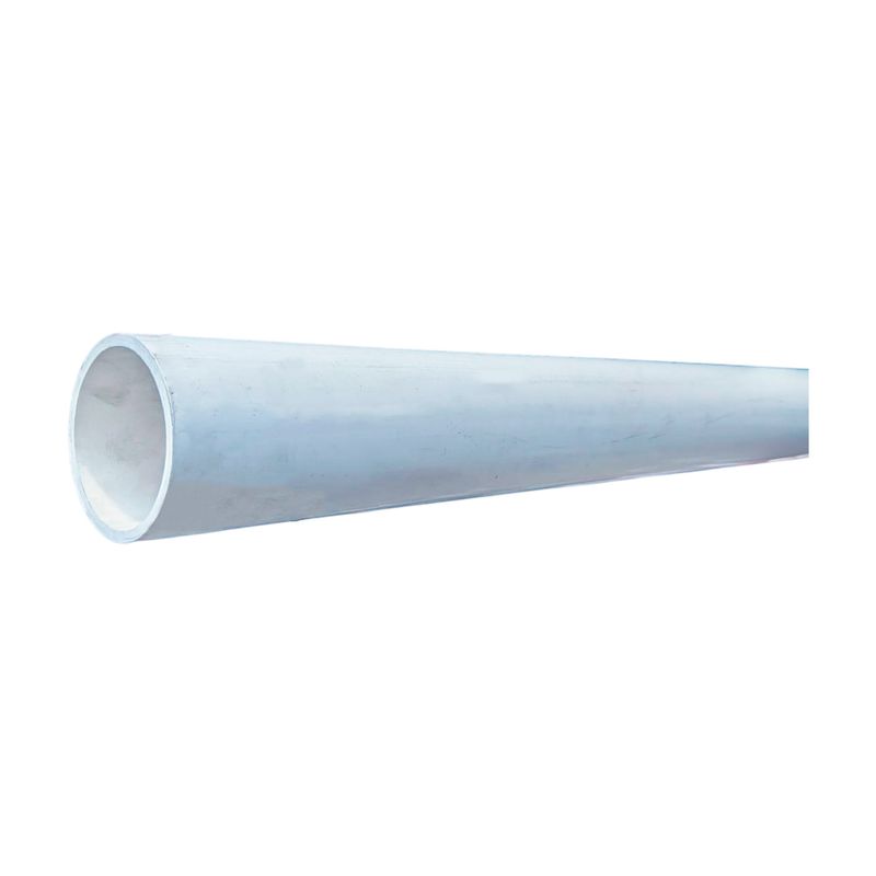 Tubo PVC agua potable 6 mts SDR 17 3 pulgadas 250 PSI Pipsa, vista en perspectiva del extremo abierto y cuerpo cilíndrico