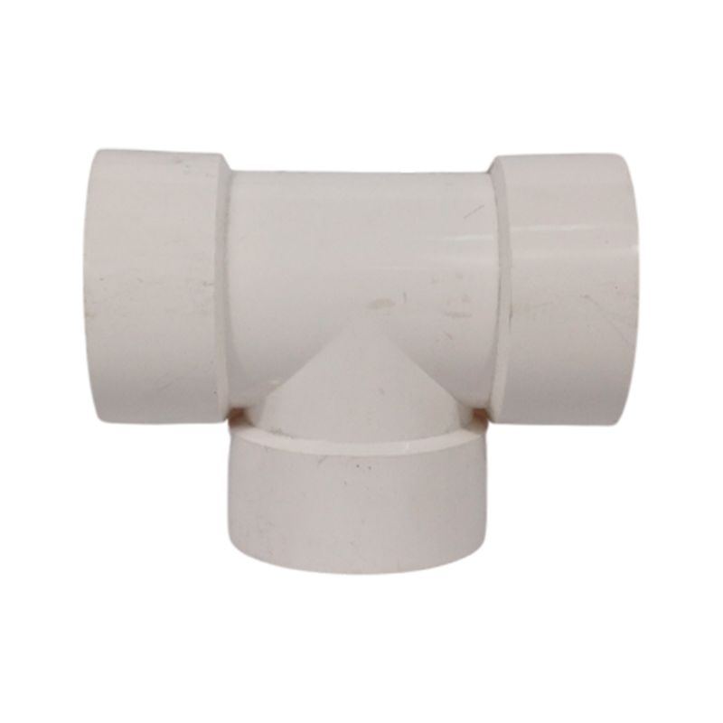 Tee PVC liso sanitario de 3 pulgadas Pipsa, vista frontal centrada la pieza de color blanco