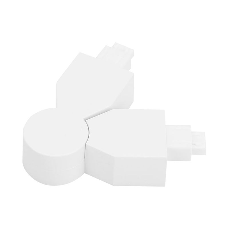 Conector flexible lateral 240° para lineales LED ultra slim blanco Tecnolite, vista cenital de la pieza plástica